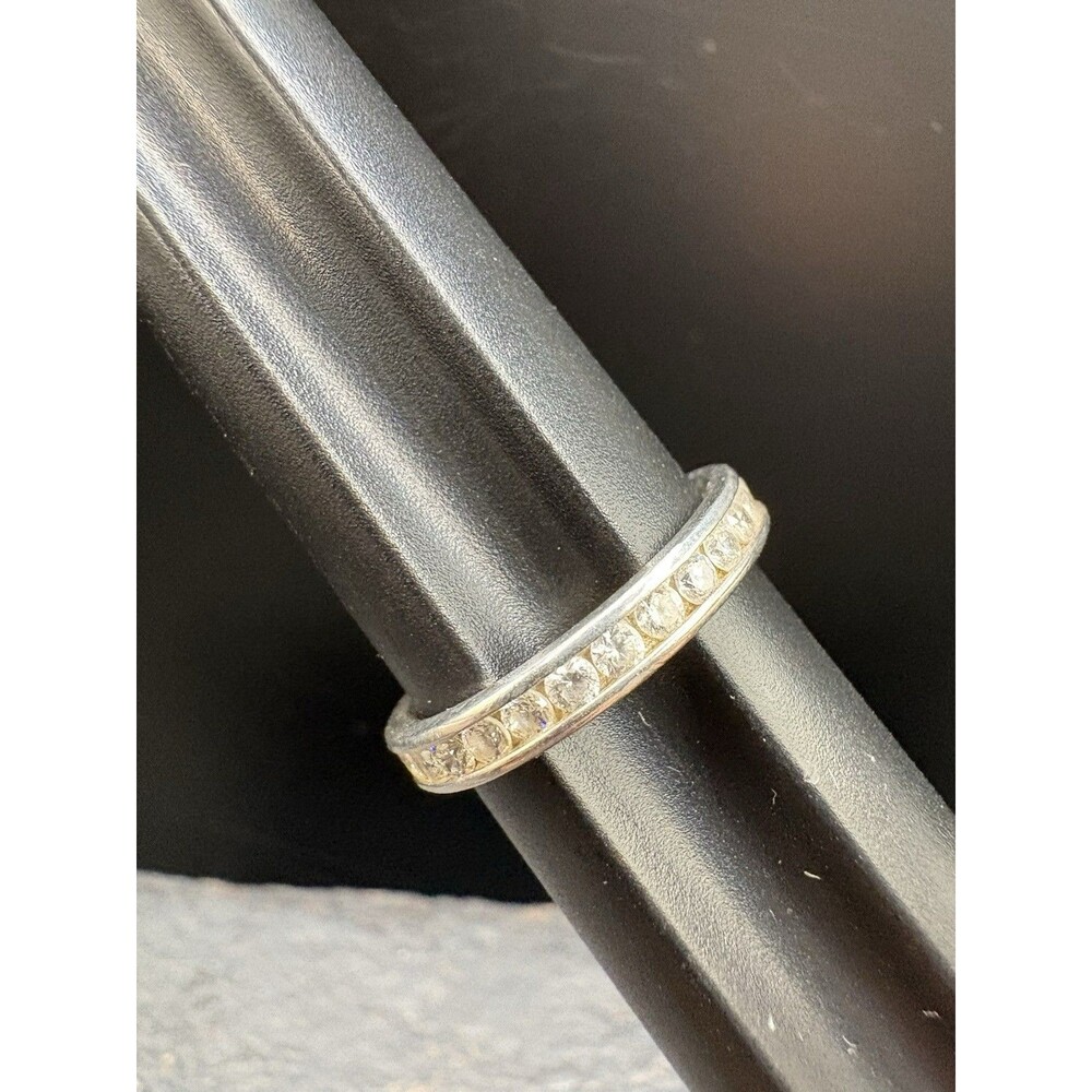 Sterling Silver 925 Channel Set Cz Stones Eternity Band Ring Size 9 2.99g